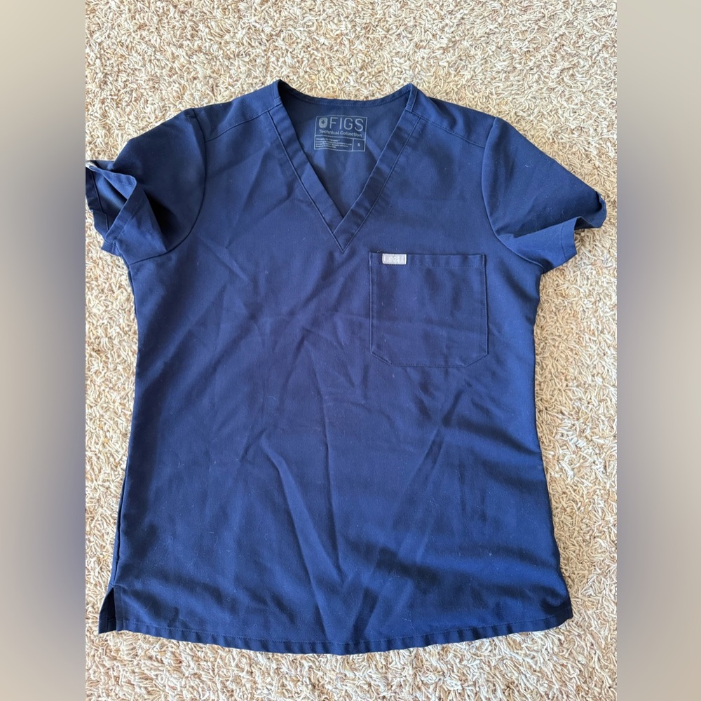 Figs Deep Blue V-Neck Scrub Top